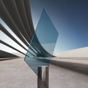 Blau getöntes Glasplatte mit moderner transparenter Tönung