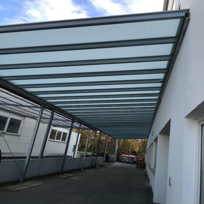Mattiertes VSG ESG Sicherheitsglas für Vordach