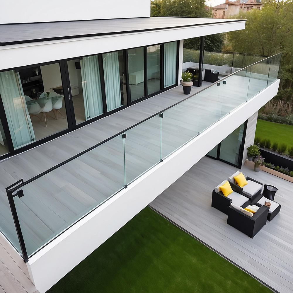 Terrasse mit Glasriegeln