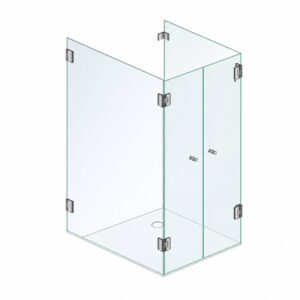 U-Form-Dusche aus Glas - Doppeltüre