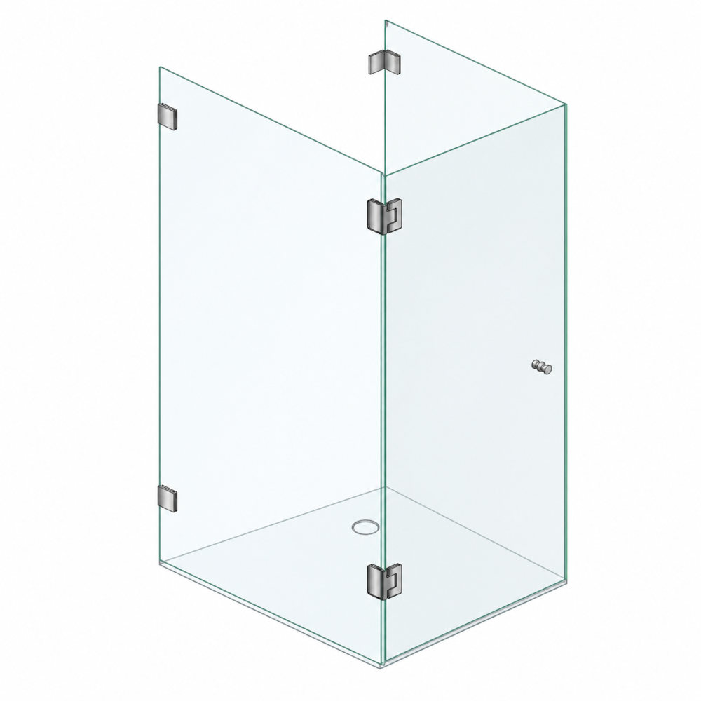 U-Form-Dusche aus Glas - Einzeltüre l/r