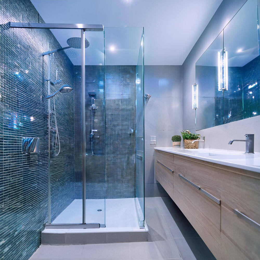 Zugängliches Badezimmer mit rollenden Duschstangen