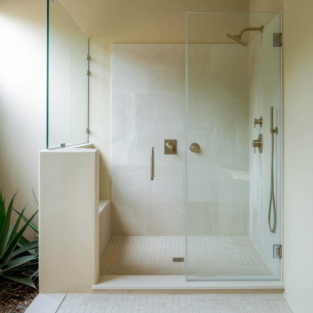 Eine Dusche mit einer Glastür