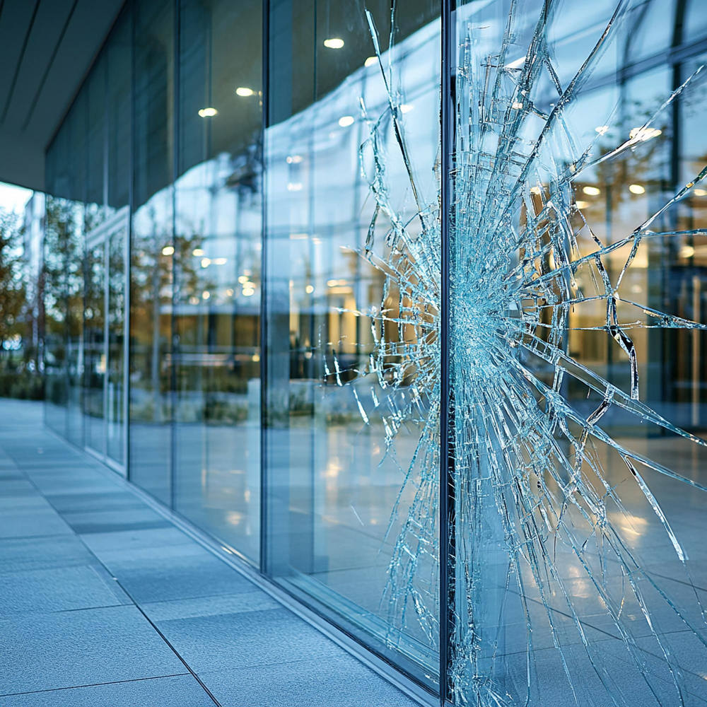 Gebrochenes Glas Eingangstüre Büro