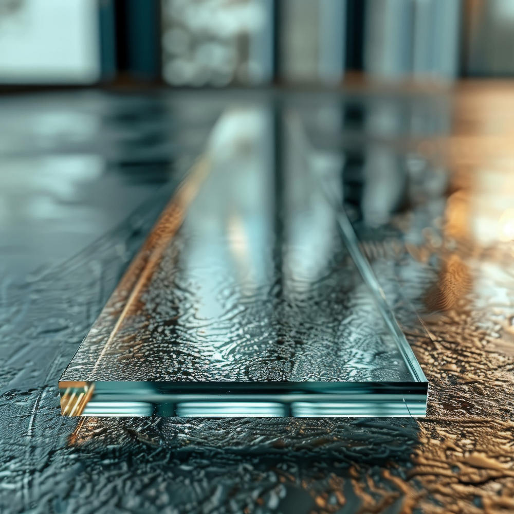 Zugeschnittenes Glas in der Nahaufnahme