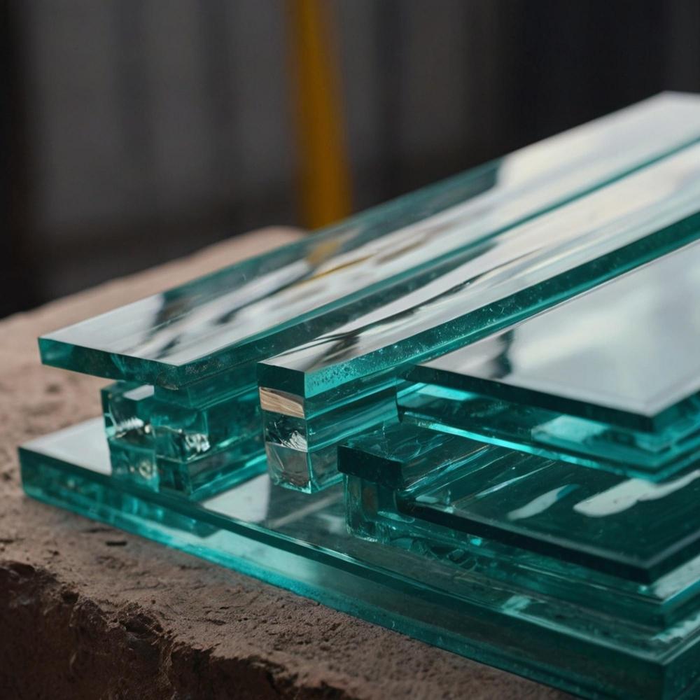 Ein Glasblock mit einem blauen Glasboden