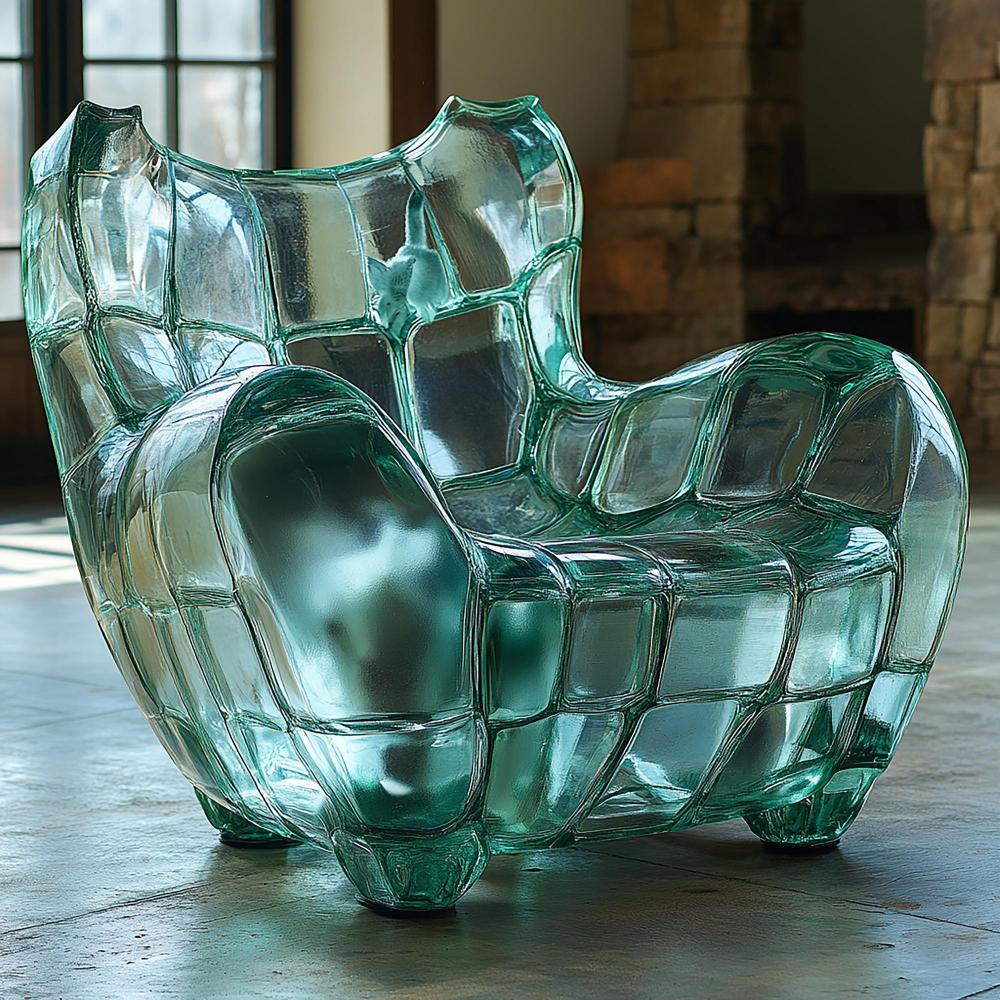 Ein smaragdfarbener Sessel aus Glas