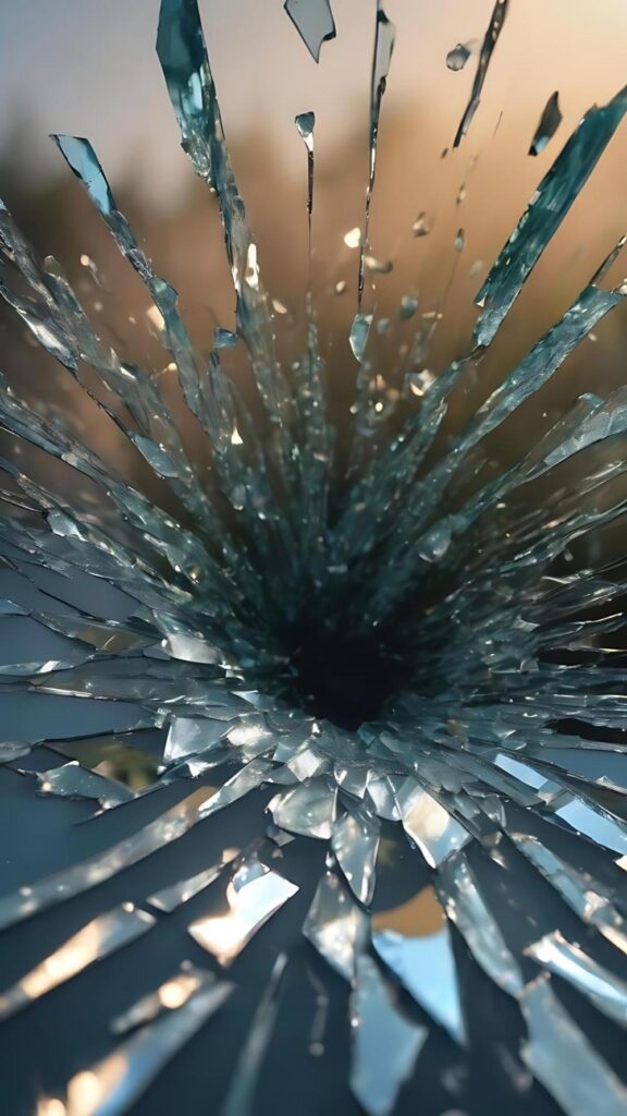 Gebrochenes Glas mit Lochform