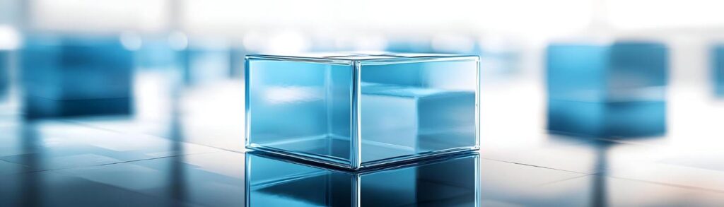 Glaswürfel steht für Planung